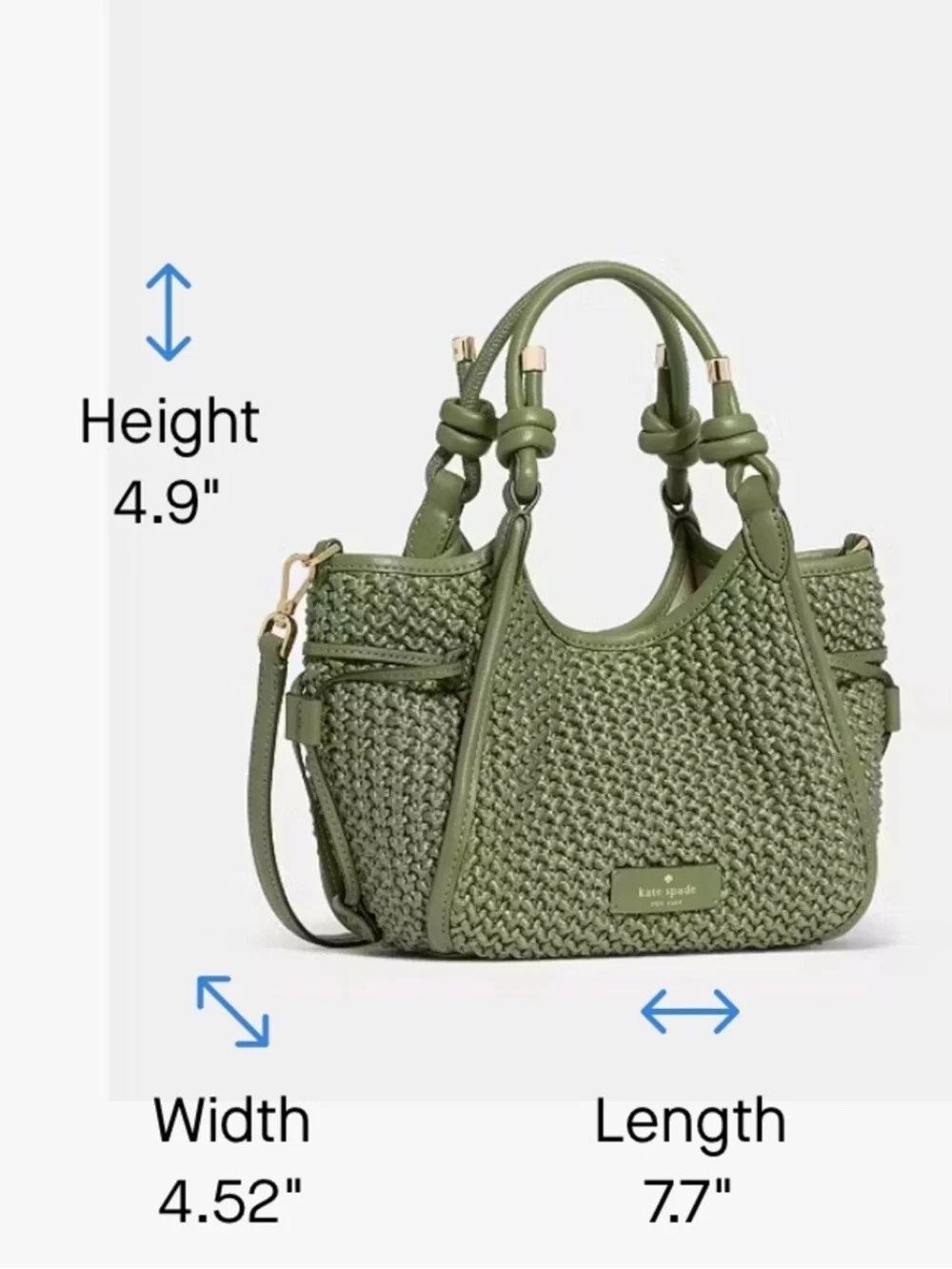 Kate Spade Stash Small Straw Satchel Crossbody Bag Cedar Stand